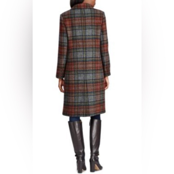 NEW $380  Lauren Ralph Lauren Women’s Sz 4 Wool Blend Blanket Plaid Reefer Coat - Picture 3 of 14